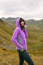 Climb On Fleece Hoodie in Alpenglow purple, side view