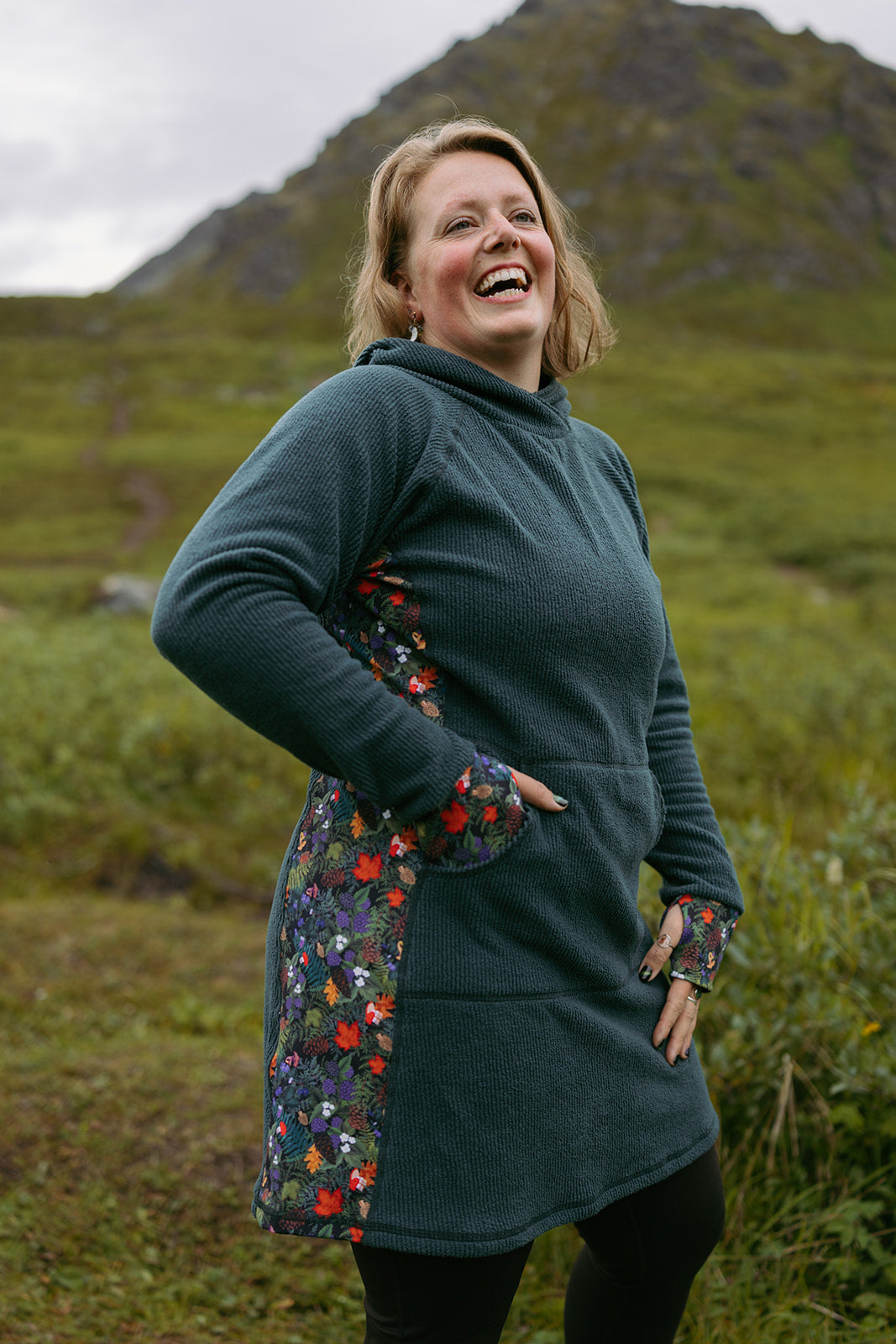 Fleece Treasure Dress in Enchantment green
